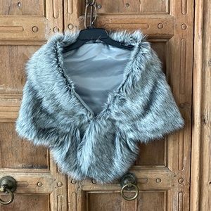 Silver and black fur shawl